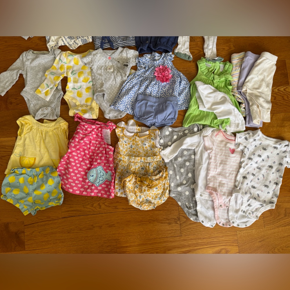 Baby girl outfits, onesies, pants (size newborn, 0-3 months), bundle of 20+ item